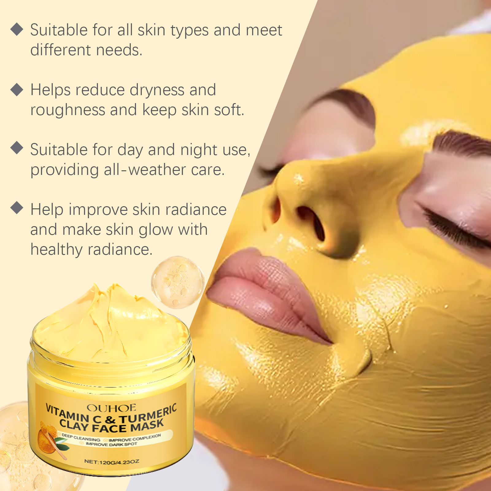 Turmeric Vitamin C Facial Mask - Bentonite Clay Mask review and price